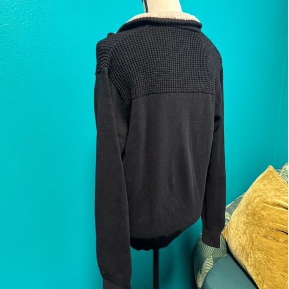 Field & Stream Black 100% Cotton Sherpa Collar Half Zip Sweater Women's Medium - Picture 5 of 9